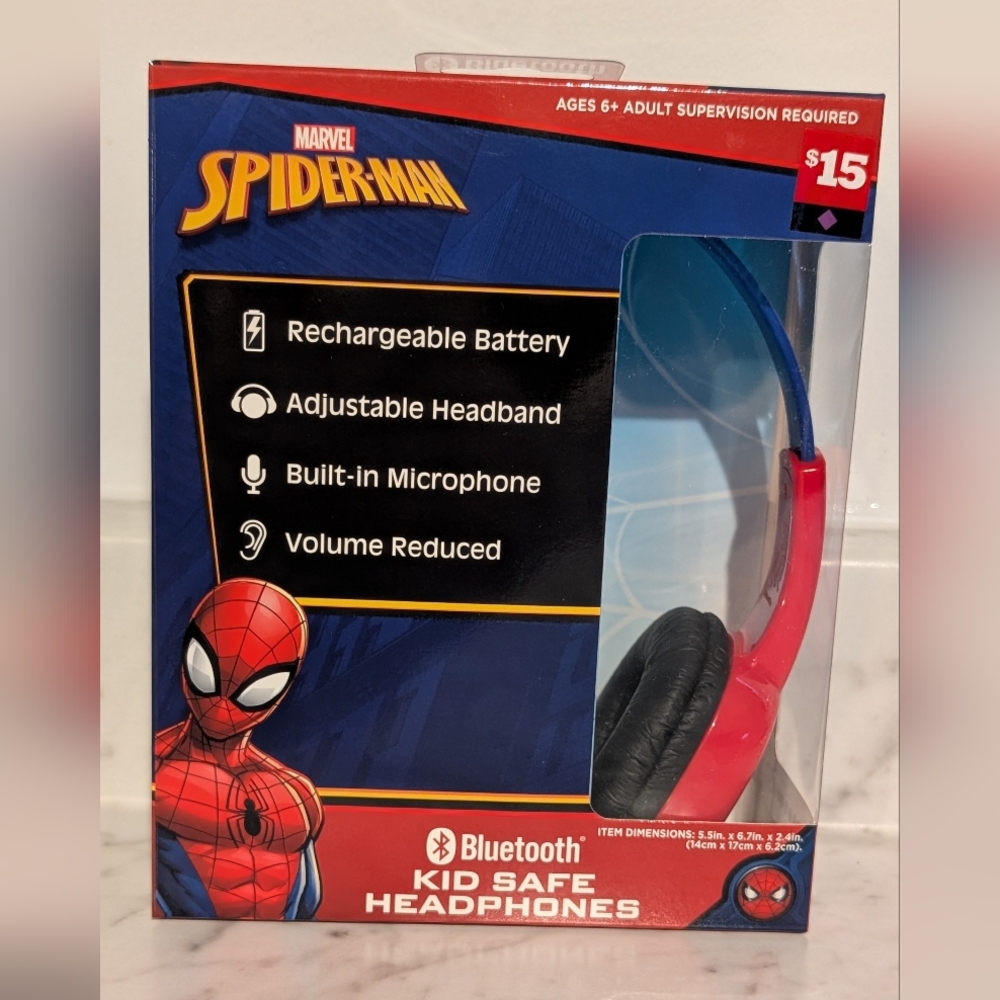 Marvel Spider-Man Red and Blue Kid Safe Bluetooth Headphones